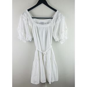 Olivia James The Label Dress White Cotton Eyelet Sophie Size XS Fully Lined